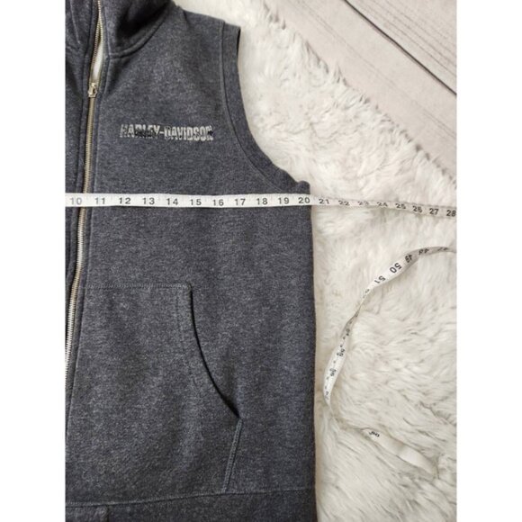 Harley Davidson Womens Vest Gray‎ Waist Length Full Zip Pockets Motorcycle XL - Picture 3 of 5